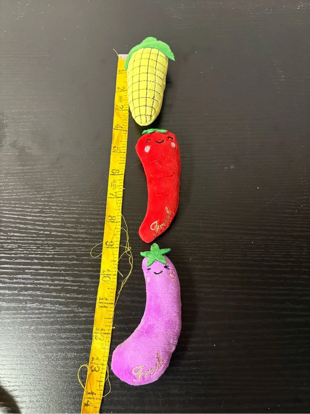 Fresh Vegetable Plush Cat Toys Set of 3 Corn Chili Eggplant NIP